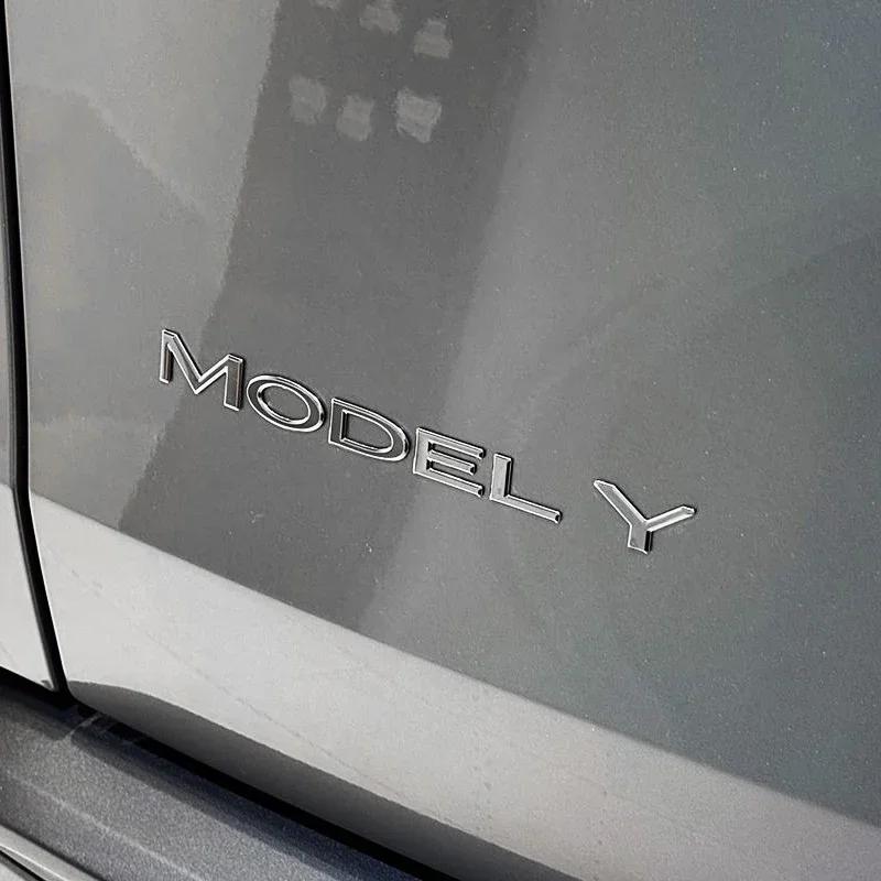 3D Chrome ABS Letters Emblem for Tesla Model Y 3 Car Styling Trunk Badge Sticker Accessories