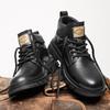 Британский стиль Мужские повседневные кожаные ботинки Деловые мужские туфли на шнуровке Высокие базовые ботинки Брендовые мужские зимние мотоциклетные ботинки