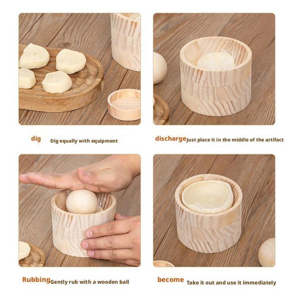 Wooden Wood Dumpling Skin Maker Round Shaped Dough Pressing Tool  Kitchen Baking Accessories