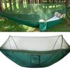 Двойной / односпальный портативный кемпинговый гамак подвесная кровать с москитной сеткой (Темно-зеленый)