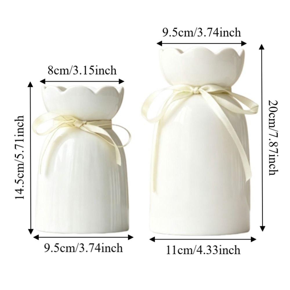 Nordic Style White Flower Vase Elegant Hydroponic Flower Pot Ceramic Vase Home Office Decoration