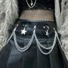 Versatile Waist Chain Leather Jacket Embellished Waistband Y2K Dark Chain Punk Belt Girls