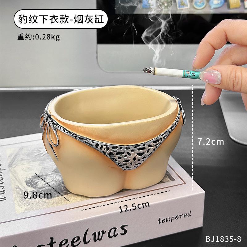 Cartoon Ashtray Sexy Leopard Print Bikini Cigar Ashtray Naked Woman Desktop Storage Container Smoking Accessories