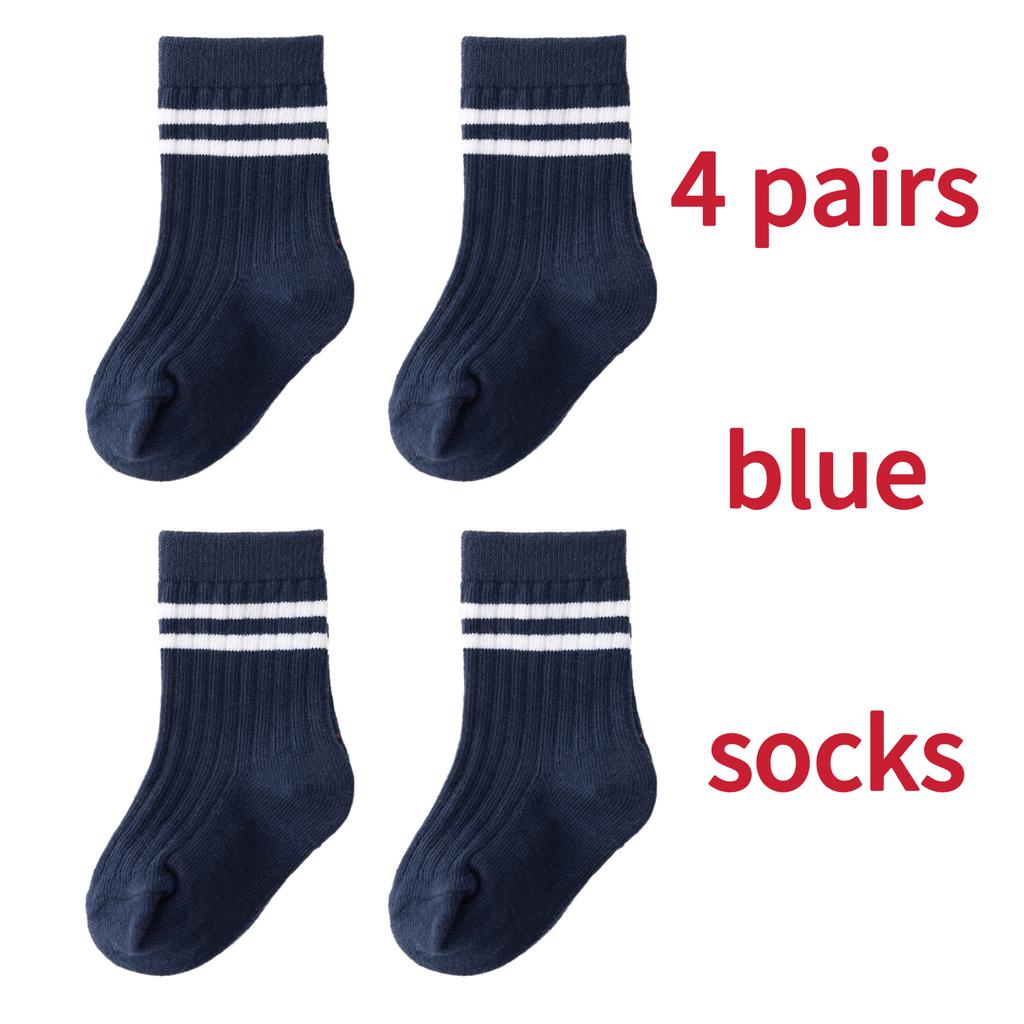 4 пары/комплект Детские носки в полоску из чистого хлопка в рубчик для малышей, носки до щиколотки, упаковка, мягкие детские аксессуары, одежда для мальчиков 0-5 лет