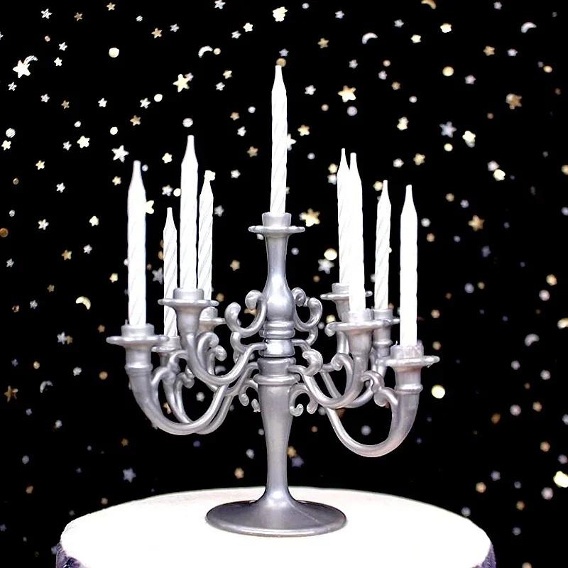 Новые 9 шт. свечей и подставка для подсвечников 1 набор топпер для торта вечеринка по случаю дня рождения подсвечники топперы украшение