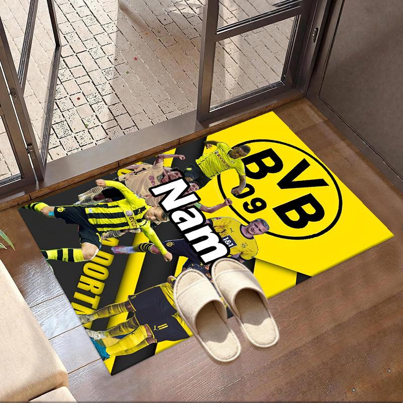 Custom Name Personalized Borussia Dortmund Print Carpet, Versatile Home Decor Rug, for Playroom, Apartment, Balcony, Entryway, Hallway Gift