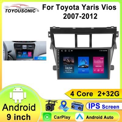 Android 13 Радио для Toyota VIOS Yaris 2007 2008 2009 2010-2012 Автомобильный стерео Мультимедийный проигрыватель Carplay Авто GPS навигация 2DIN