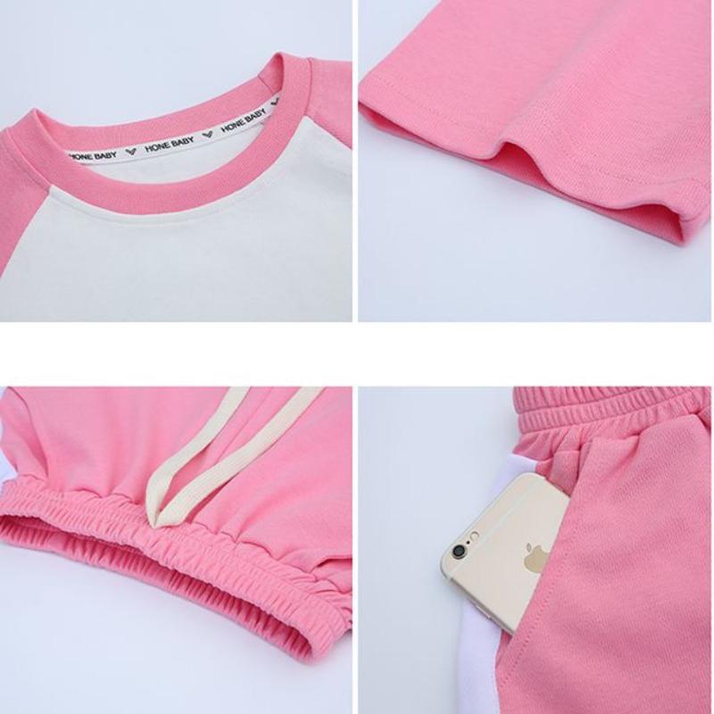 Летний повседневный комплект для девочек-подростков, детская модная футболка с буквенным принтом + брюки, спортивная одежда из 2 предметов, детская одежда