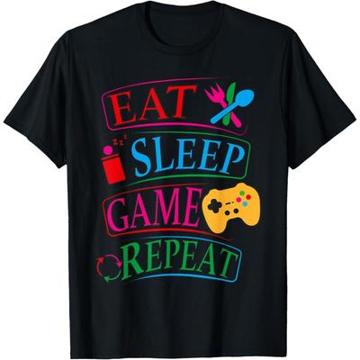 Ешь Спи Играй Повторяй Смешная Цитата Геймера Футболка