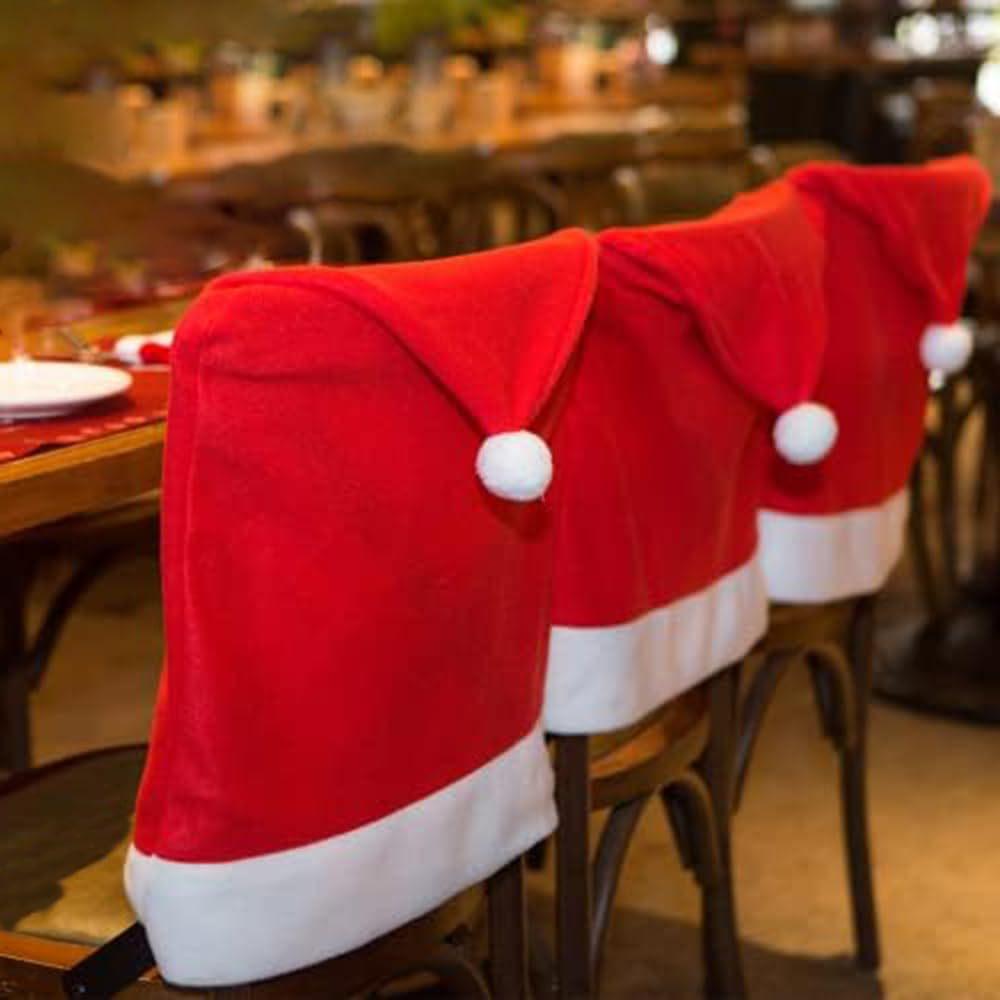 4-piece Flannel Christmas Chair Covers, Holiday Kitchen Stool & Restaurant Decor