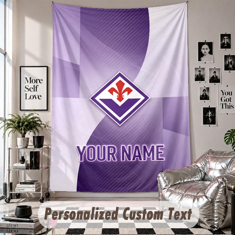 Custom Tapestry Wall Hanging, Fiorentina FC Personalized Name Text Home Wall Decor