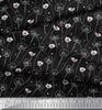 Soimoi Black Poly Crepe Fabric Dot|Leaves & Floral Artistic Decor Fabric Printed BTY 42 Inch