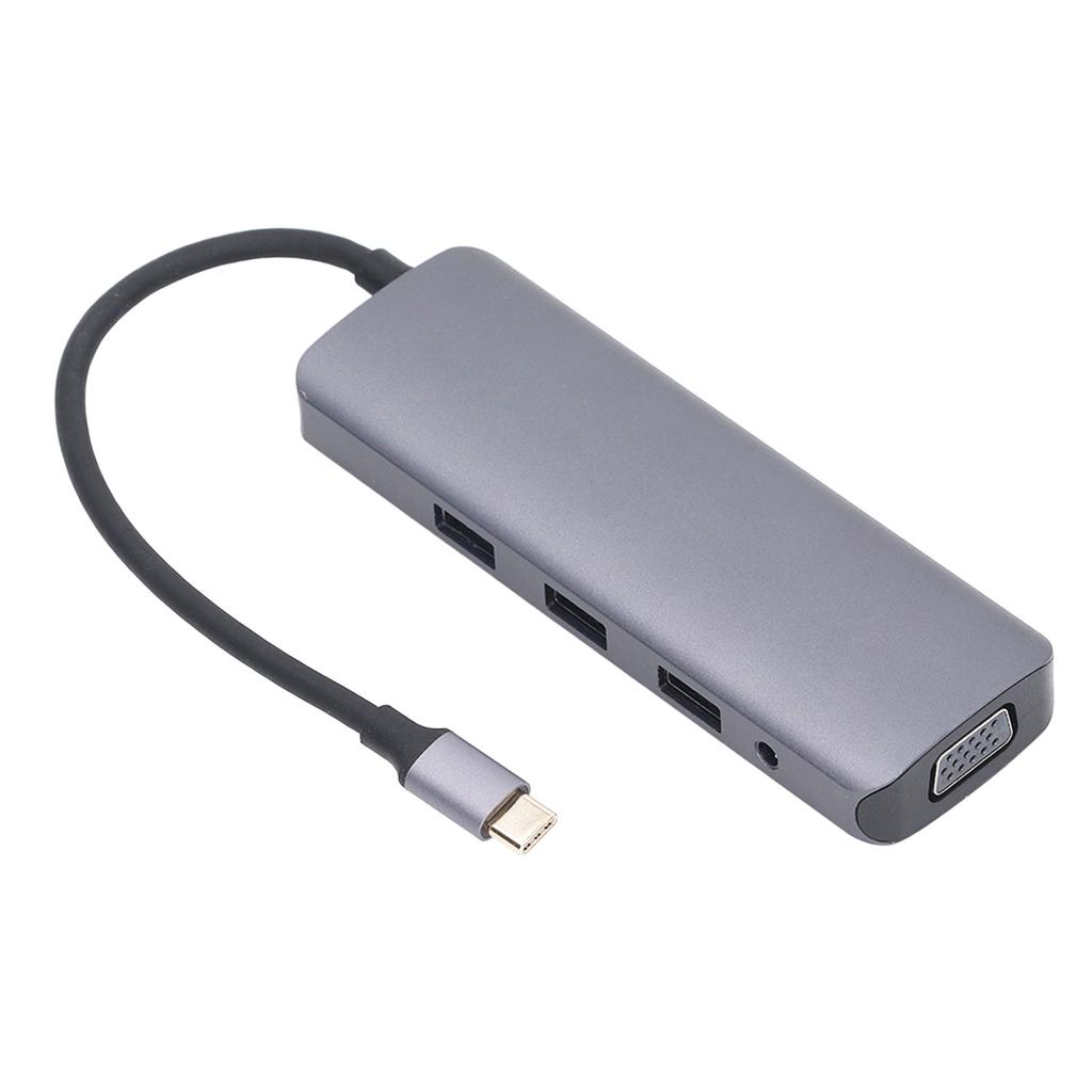Docking Station 9 In 1 Aluminium Alloy USB Type C Hub Dual Monitors Docking Adapter 9 In 1