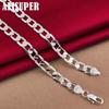 925 Sterling Silver 8mm Flat Side Chain 16/18/20/22/24 Inch Necklace Jewelry