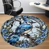 1pc Stained Glass Bird Office Round Area Rug, Under Office Chairs Bedroom Living Room Home Decor, Room Deco