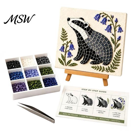 Hands-on Art Hobby Kits Garden Woodland Mosaic Kit, DIY Animal Tile Craft Handmade Home Decor Projects Beginner Friendly Crafting Project for Adults,