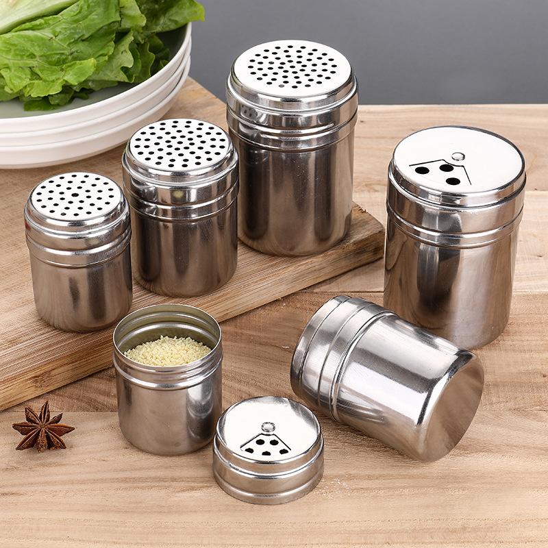 Stainless Steel Pepper Bottle with Rotating Cover Seasoning Storage Can Spice Jar Salt Sugar Container Kitchen Tools
