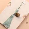 Green Sandalwood Carved Pendant with Tassel - Bag Charm, Scented Sachet, or Phone Accessory Ornament