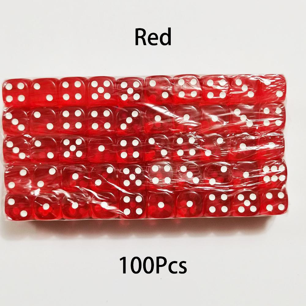 100Pcs/Set 6 Sided Dice 14Mm D6 16 Transparent Optional Color Acrylic Rounded Edges Dice For Table Board Games Party Dnd