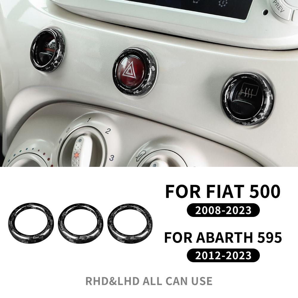 Real Hard Carbon Fiber Warning Light Button Cover for Abarth 595 695 2012 2013 2014 2015 2016 2017 2018