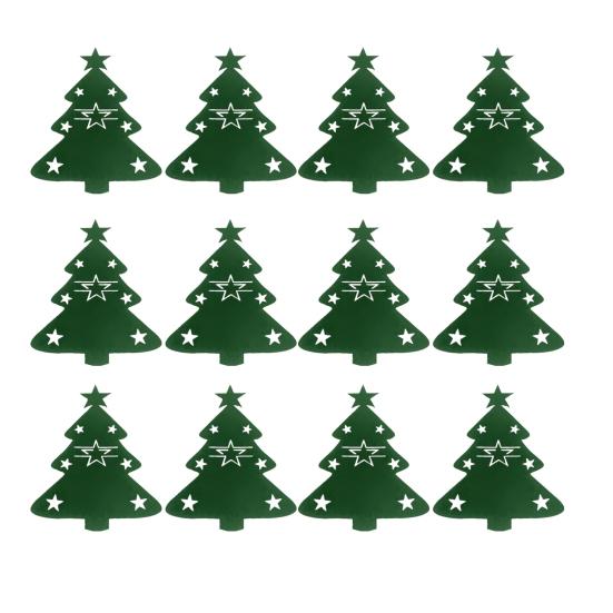 Набор столовых приборов на Рождество 12 шт. Дизайн «Рождественская елка» Фетр Моющийся Многоразовый Фетровый нож Вилка Сумка для столовых приборов Праздничное украшение стола