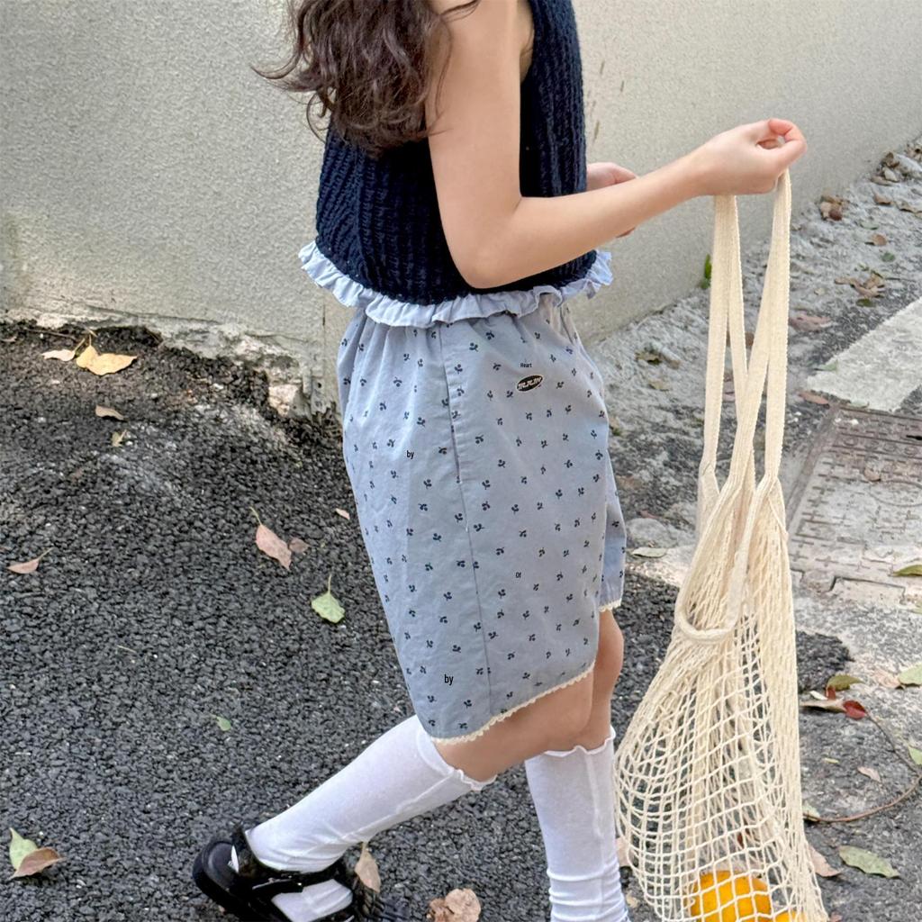 Zhili Kids Шорты из голубого кружева в корейском стиле для девочек