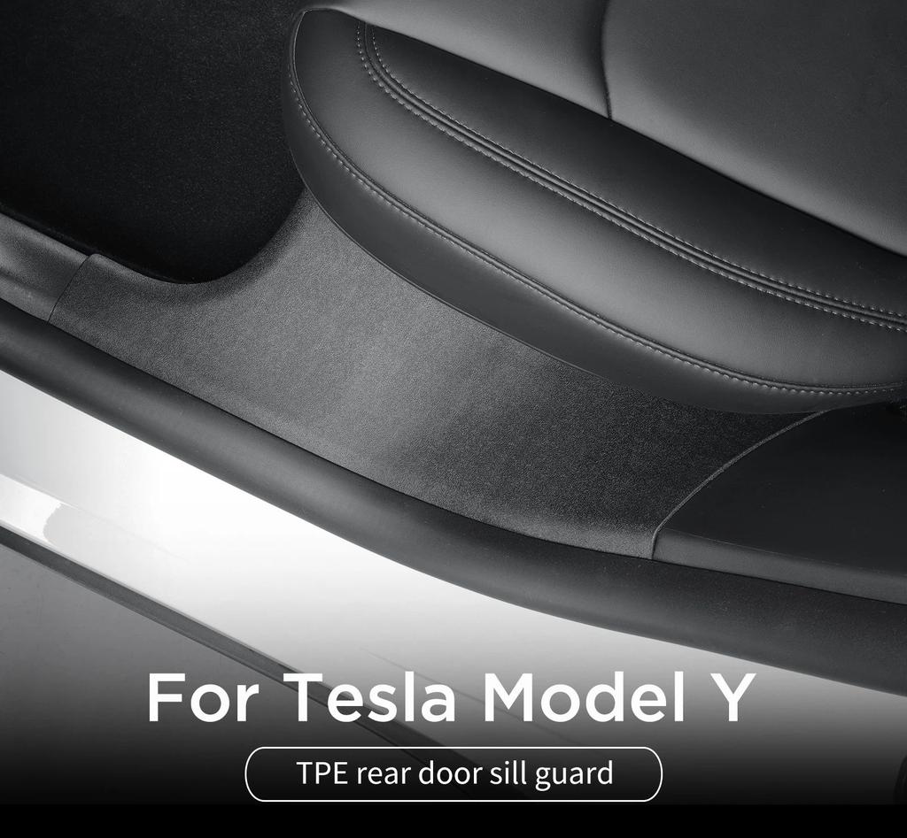 Smabee for Tesla Model Y 2021-2024 Rear Door Sill Guards Door Welcome Pedal Threshold Anti-Dirty Pad TPE Accessories