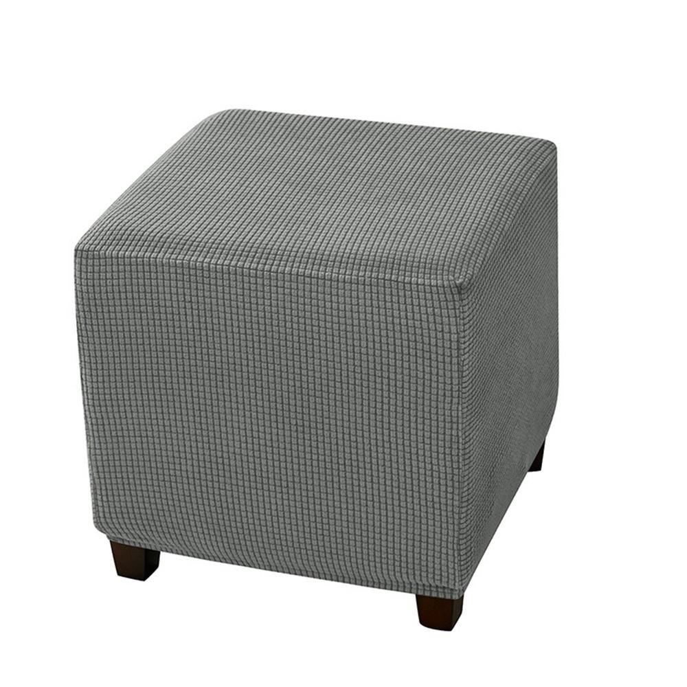 Elastic Jacquard Ottoman Cover Velvet Footrest Slipcover New Footstool Case  Home Decor