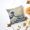 HHokusai Great Wave Cushion Cover Washable Linen Pillowcase Soft  for Daily Sofa Bed Home Room Decor