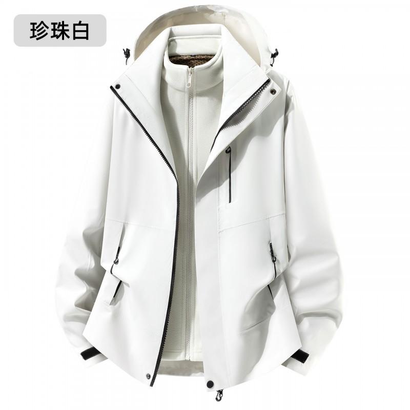 Men Women 3-in-1 Waterproof Windproof Hiking Jacket With Removable Fleece Liner Full Seam Tape Sealed Outdoor Raincoat
