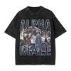 Washed T Shirts Alpha Male Wolf Animal Vintage T-Shirts Oversize Funny Meme Streetwear Cotton Summer Top Tees for Men Women
