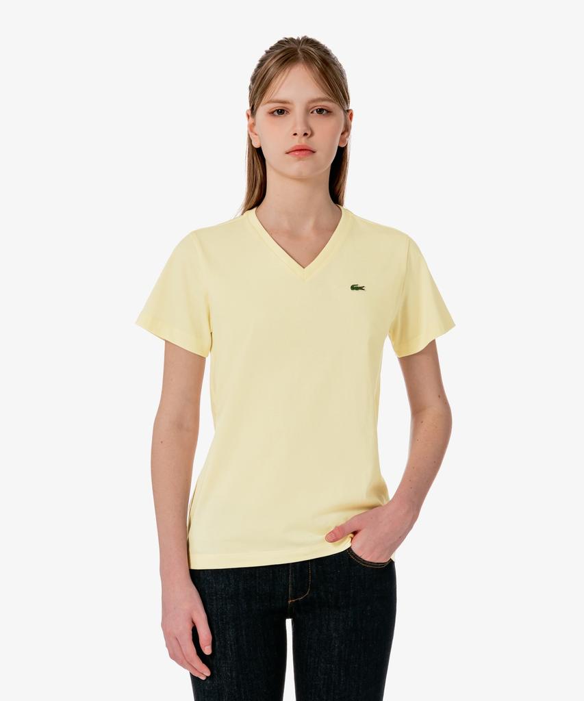 LACOSTE Женская базовая футболка с V-образным вырезом и коротким рукавом Tf833E-56G S7G