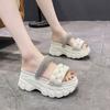 Fashion Pearl Rhinestone Slippers Women Summer Outside Wear Fashion Sandals Platform Wedegs Leisure Slipper 8cm High Heeled Slides Shoes