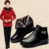 Winter Leather Round Toe Side Zip Comfort Women Ankle Boots Women's Thick Plush Warm Snow Boots Mother Shoes Large Size 35-42