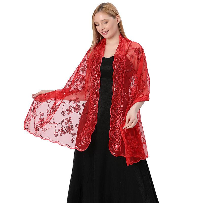 Sequined Shawl Cheongsam Shawl Color Women Scarf Fashion Pure Evening Gown