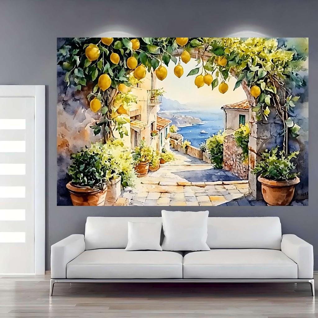 2D flat banner 1PC Amalfi Coast Lemon Tree Party Banner -