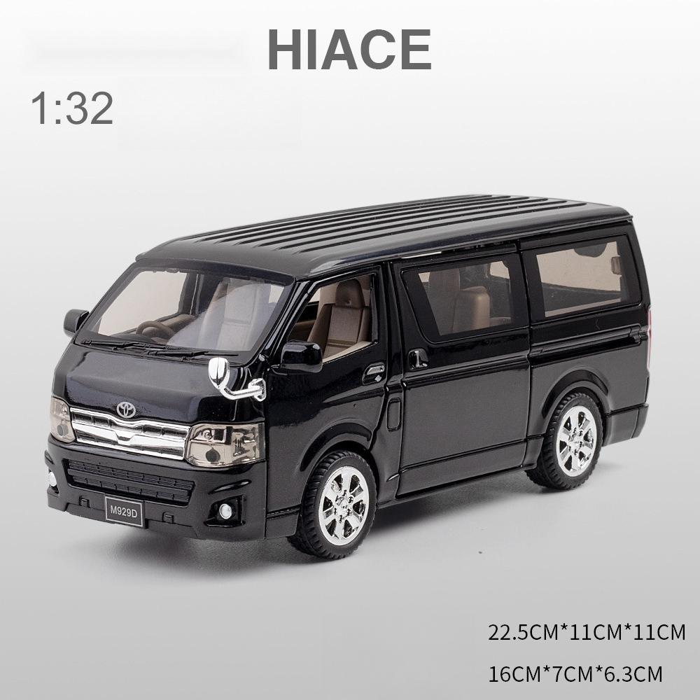 1:Модели игрушечных автомобилей HIACE Масштаб 32 Сплав Литье под давлением MPV Открывающиеся двери Инерционный Звук Свет Автомобиль для деловых поездок Подарки для мальчиков