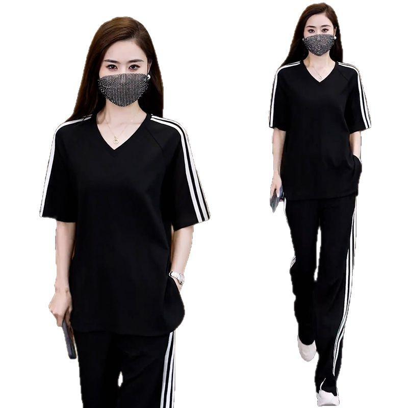 Women's Trendy Summer 2025 Casual Suit: Comfy Loose-Fit Short-Sleeve Top & Wide-Leg Pants Two-Piece Set