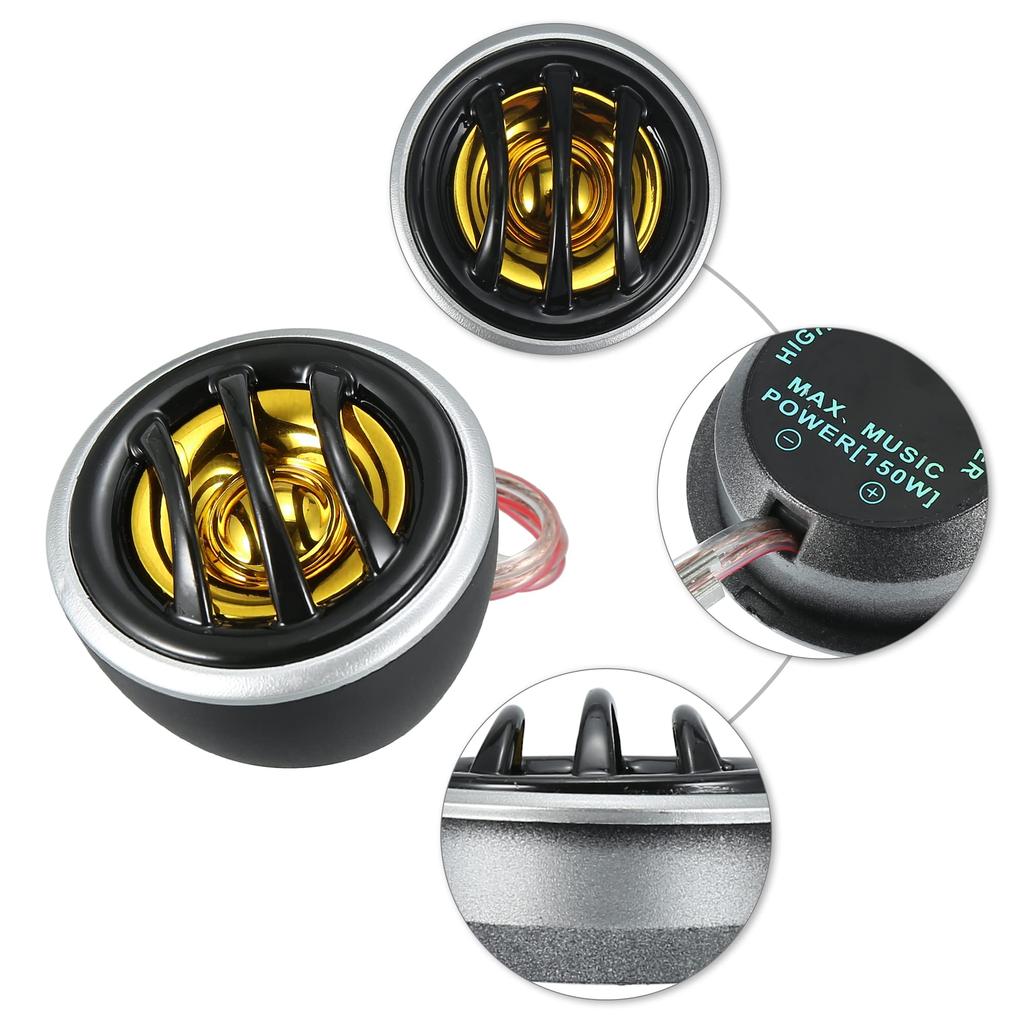 ACROPIX Автомобильный динамик Твитер Высокочастотный Стерео Твитер Аудиодинамик для Автомобиля Грузовика Пластик Золотистый Оттенок 2 шт.