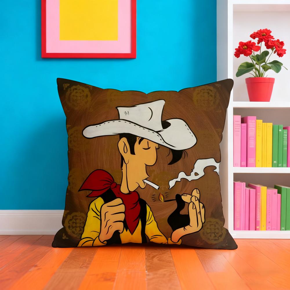 Llucky Luke Animation Film Pillow Case Cushion Cover Soft EasyWash Pillow Case Versatile For Couch Bed Travel And Office