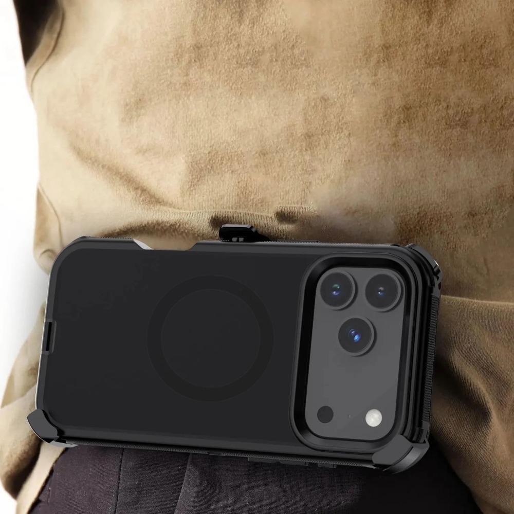 3-слойный прочный защитный чехол-броня Phoen для iPhone Air 17 Pro Max 16 E 15 14 Plus 13 с зажимом для ремня, противоударная защитная крышка