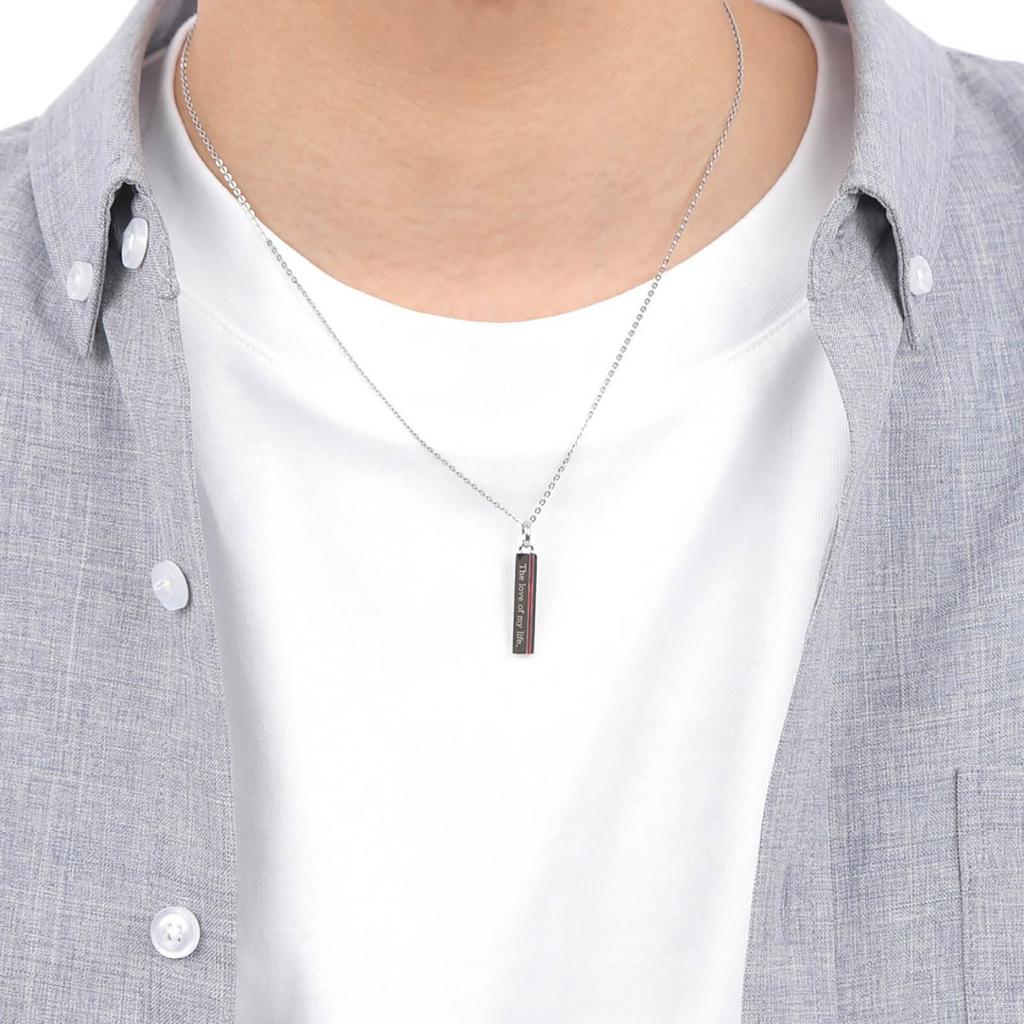 Парный набор ожерелий из 2 шт. Хирургическая нержавеющая сталь Красная нить Пластина Сообщение Гипоаллергенный [Белый клевер] 38см&45см 4SUP107SV&4SUP107SV