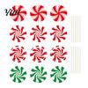Weather Resistant Christmas Lawn Art 12Pcs Candy Yard Stakes, Hollow Board Garden Decor with Metal Spikes, Easy Install Signs Red White Green Outdoor