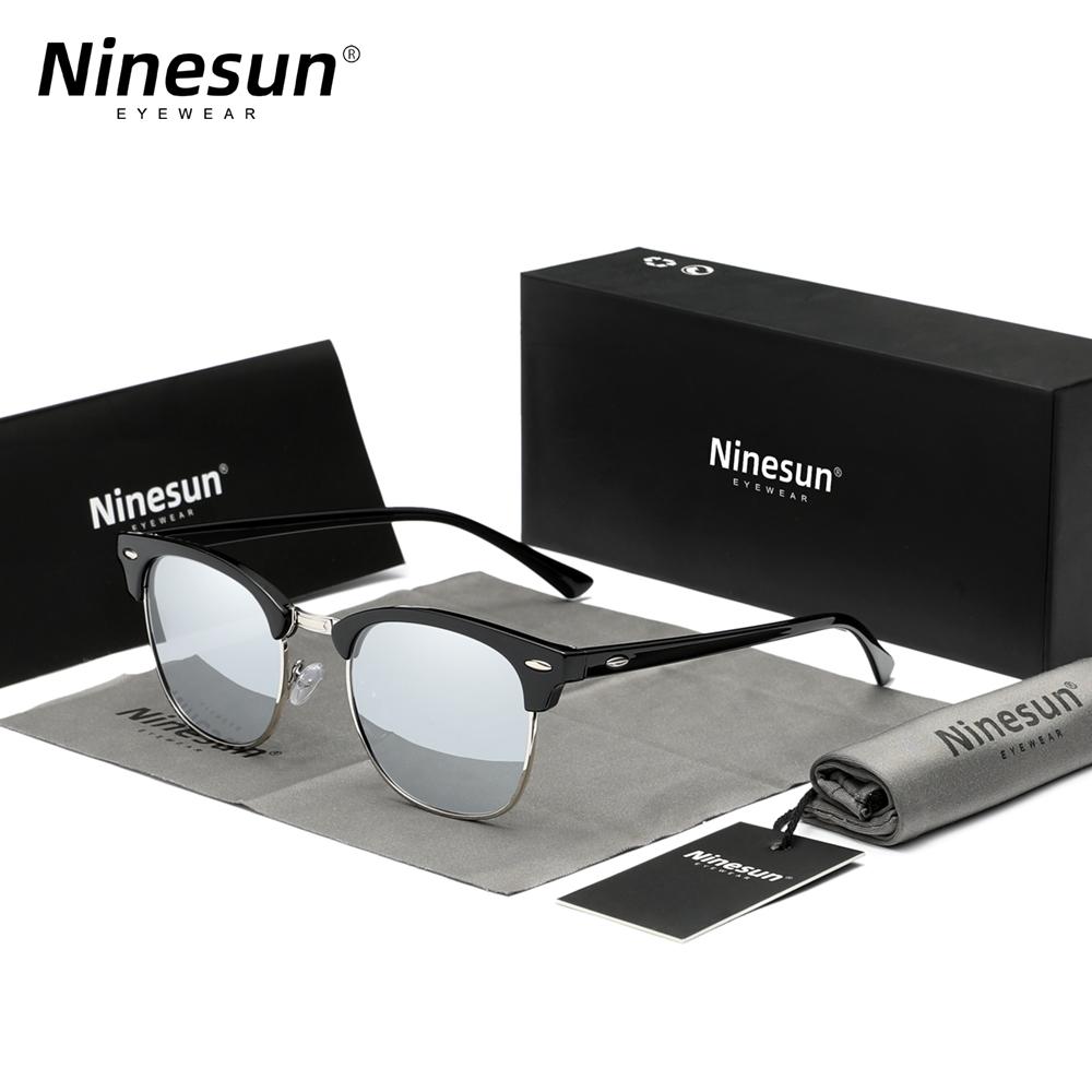 Ninesun Классические мужские солнцезащитные очки поляризованные антибликовые UV400 для вождения женские круглые очки TR90 сплав сращивания большой оправы очки