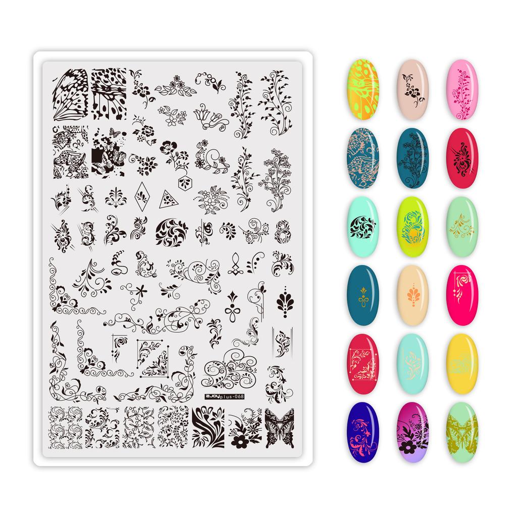 9.5X14.5см Большой размер пластины для стемпинга ногтей Цветочные/Геометрические дизайны Шаблон для нейл-арта для DIY декора ногтей 5.6см круглый штамп