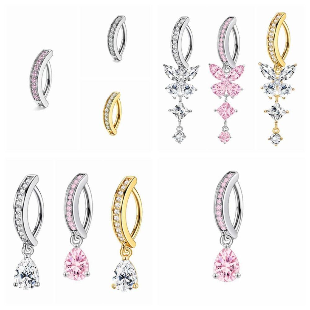 Sexy Zircon Belly Button Rings Stainless Steel Shiny Body Jewelry Fashion Gem Navel Piercing Gift