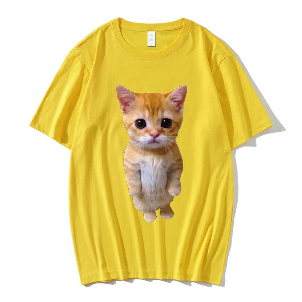 El Gato Meme Sad Crying Cat Munchkin Kitty Meme Модная футболка с рисунком Модные футболки с короткими рукавами Унисекс Негабаритная уличная одежда