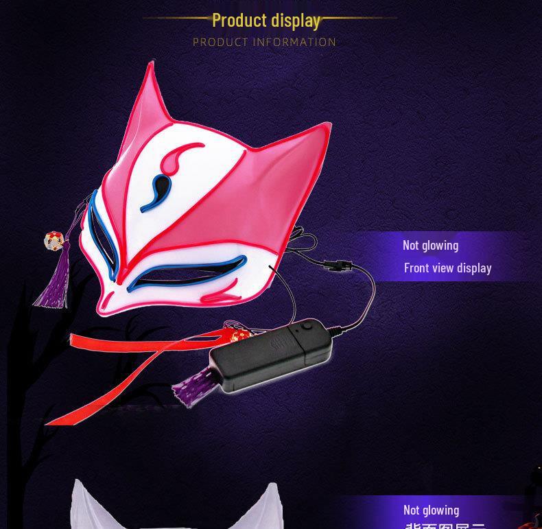 Светящаяся маска лисьего демона Хэллоуина Onmyoji