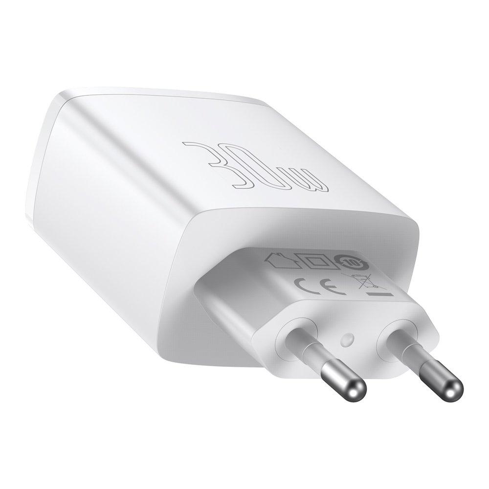 Baseus Compact Fast Charger 30W 2x USB/USB-C Power Delivery White