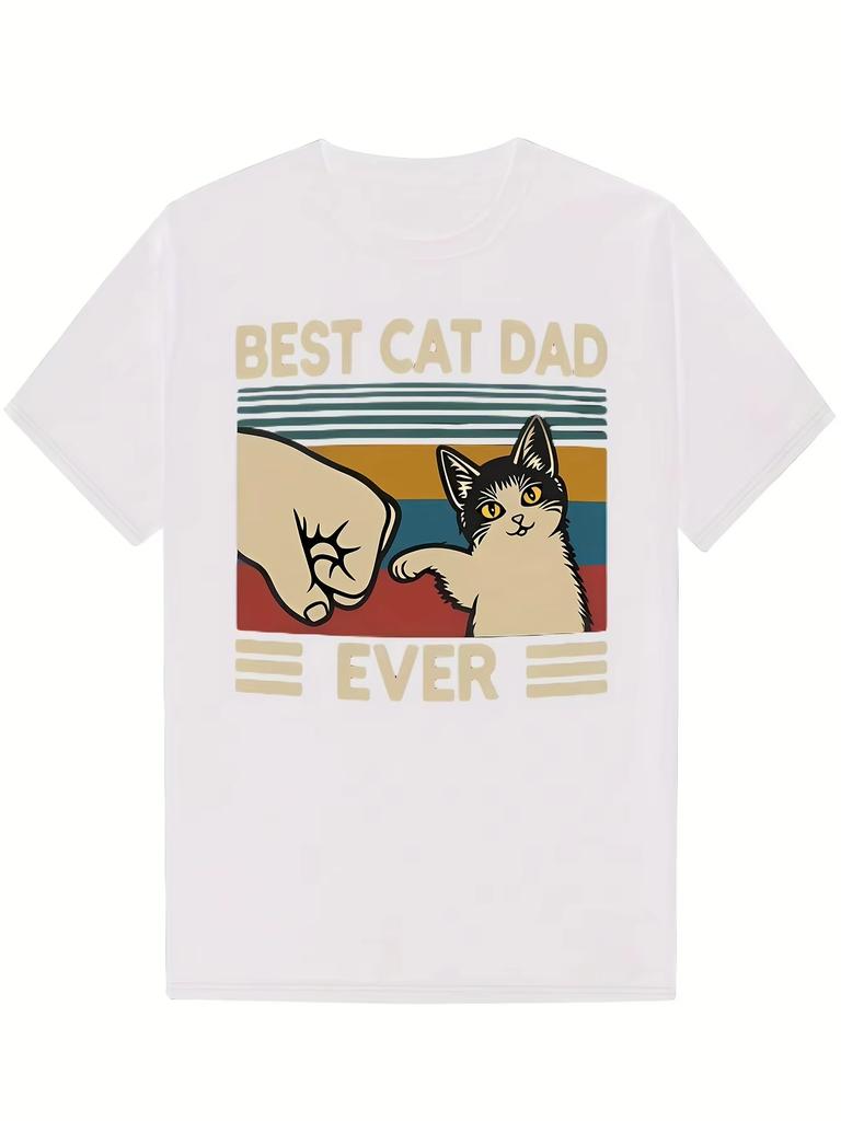 New 2026 Best Cat Dad Ever Cat Retro Vintage Bump Fit Cat Daddy Tshirt Mens Tshirt New 2026  Mens Graphic Tshirts